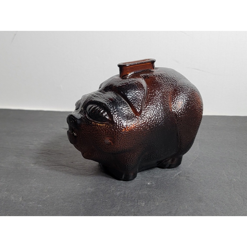 Vintage Coldwell Banker Promo Glass Piggy Bank Brown Textured Break Open Style
